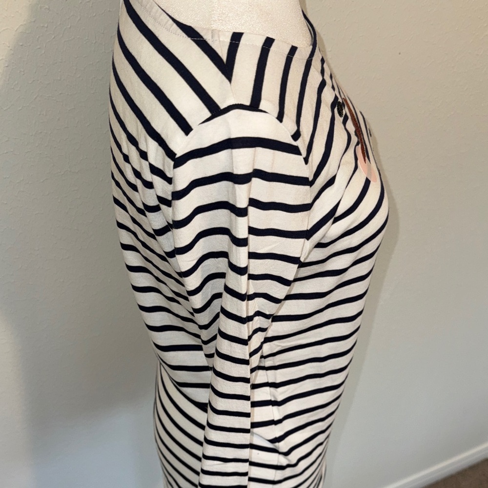 Boden NWT Navy and White Striped Snowman Long Sleeve Tee - Picture 5 of 10